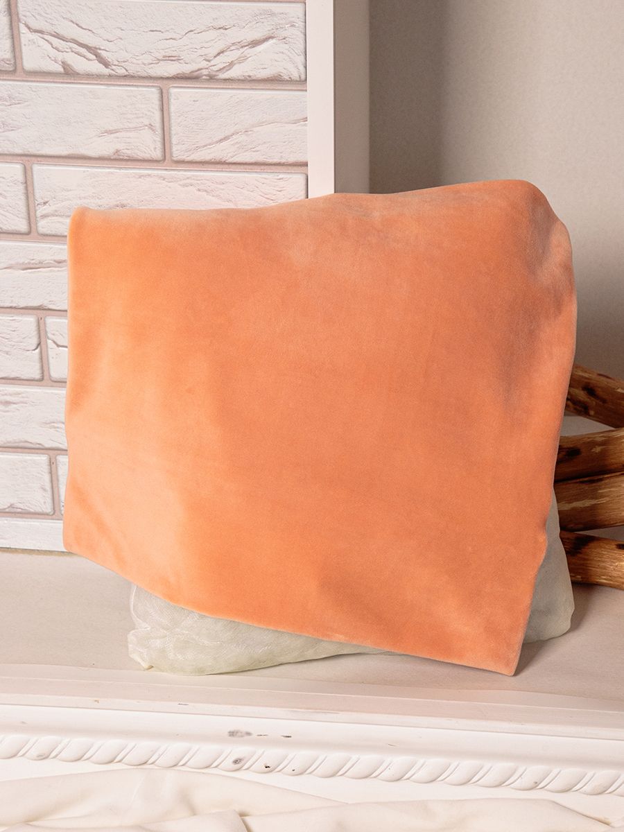 Однотонная наволочка велюр персиковый