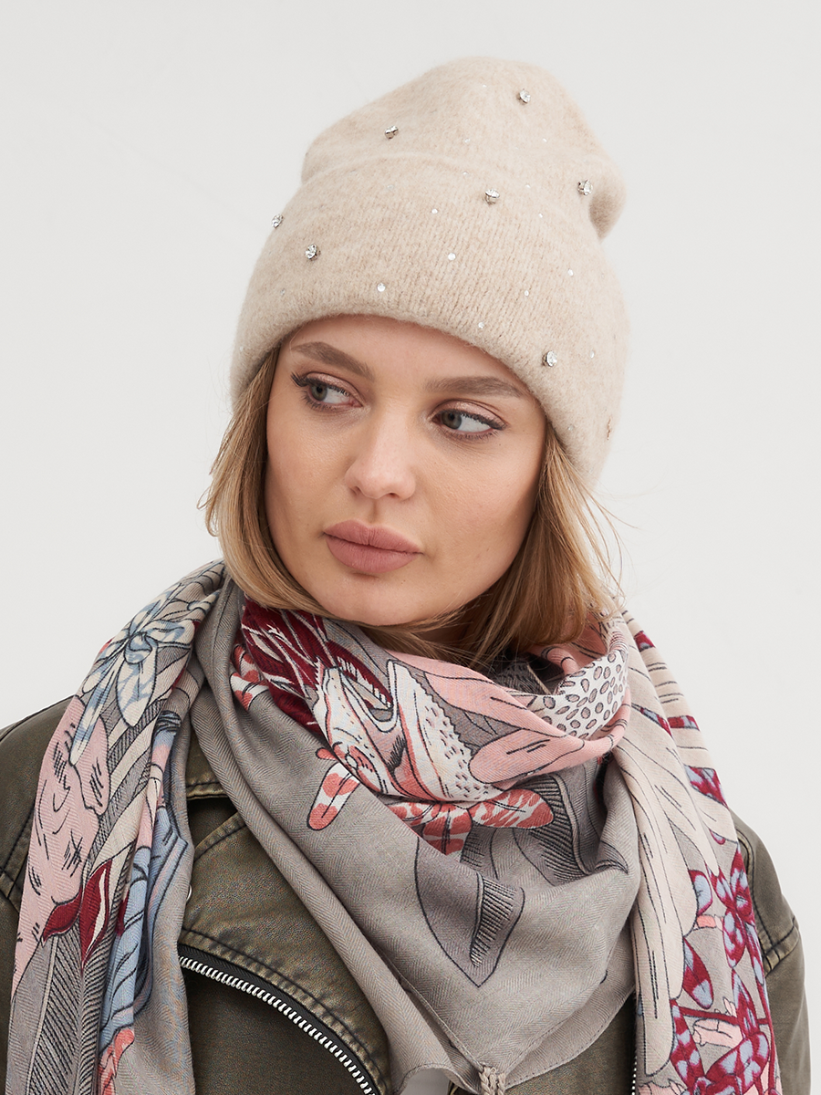 Тоди Камни россыпь шапка вязка альпака бежевый