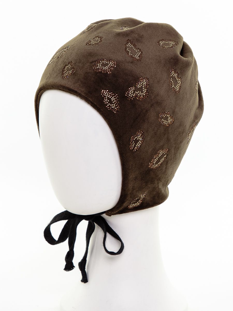 Пятна леопард кидс шапочка 031У велюр на фл.п. хаки р-р 52-53