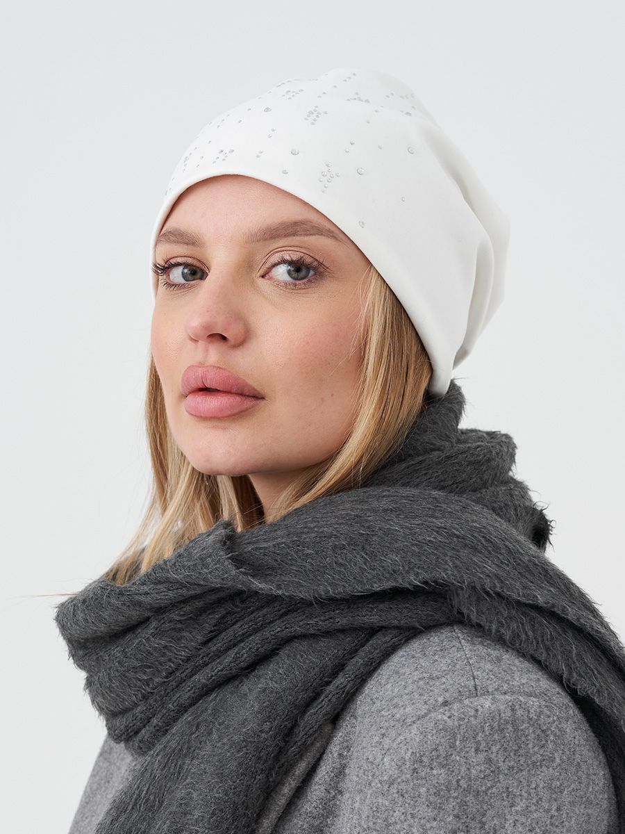 Звездопад шапка 020/1 трикотаж К4 Премиум на тр.п. белый р-р 58-59