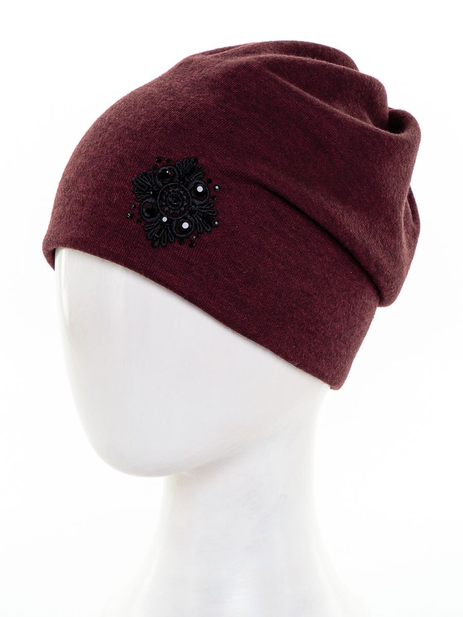 Кружево ромб шапка 011 трикотаж К3 на фл.п. винный меланж