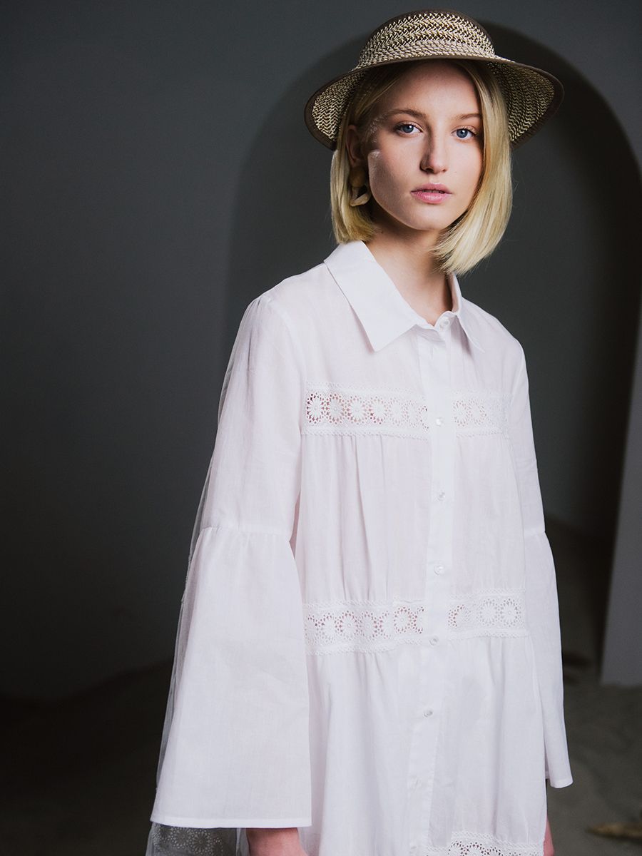 Ингрид туника батист белый (отделка кружево белый) р-р L