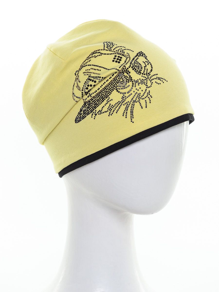 Диджей шапочка Д1015 футер лимонный + черный р-р 54-55