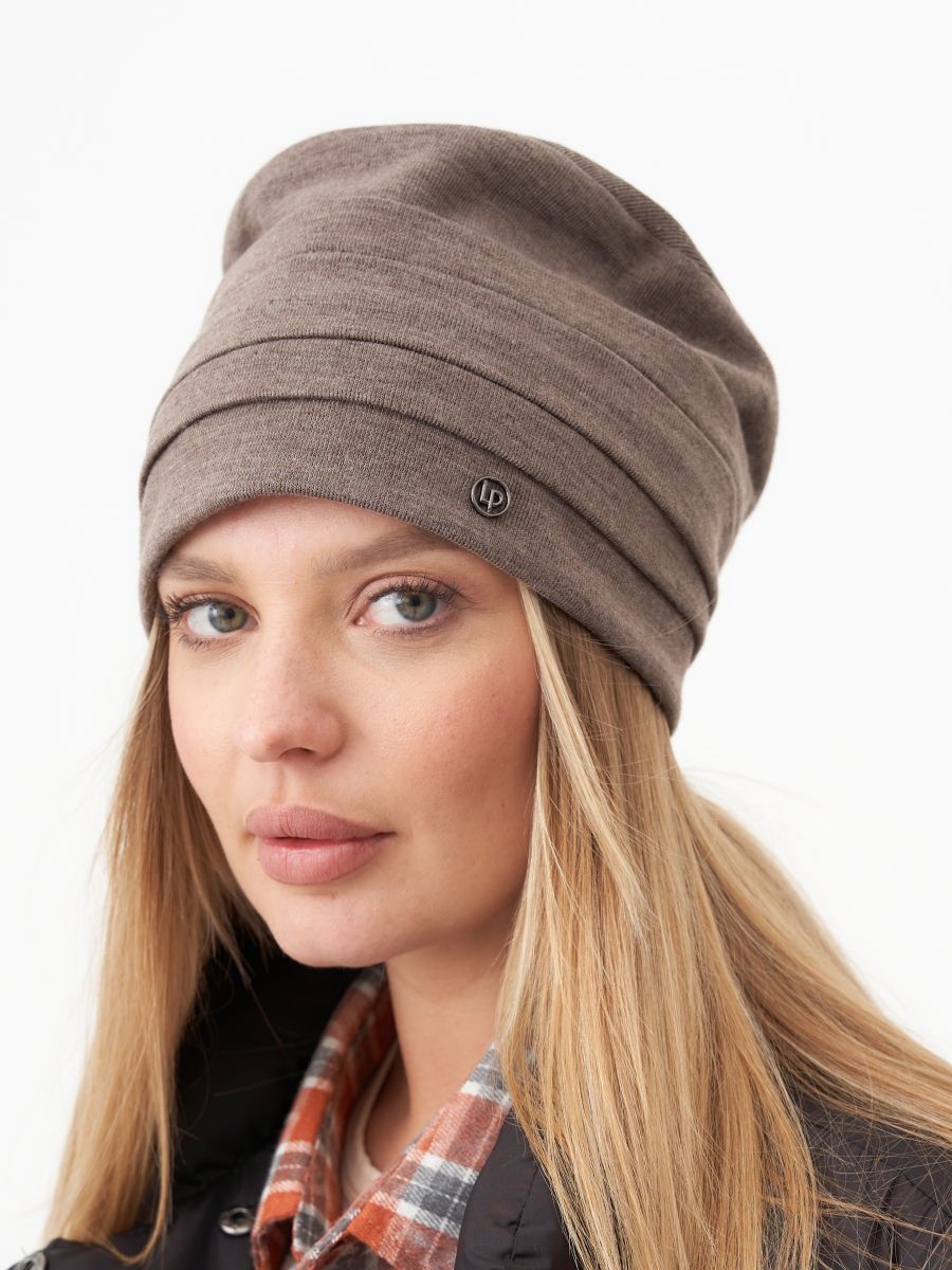 Лого LP шапка 012 трикотаж К1 на тр.п. коричневый меланж