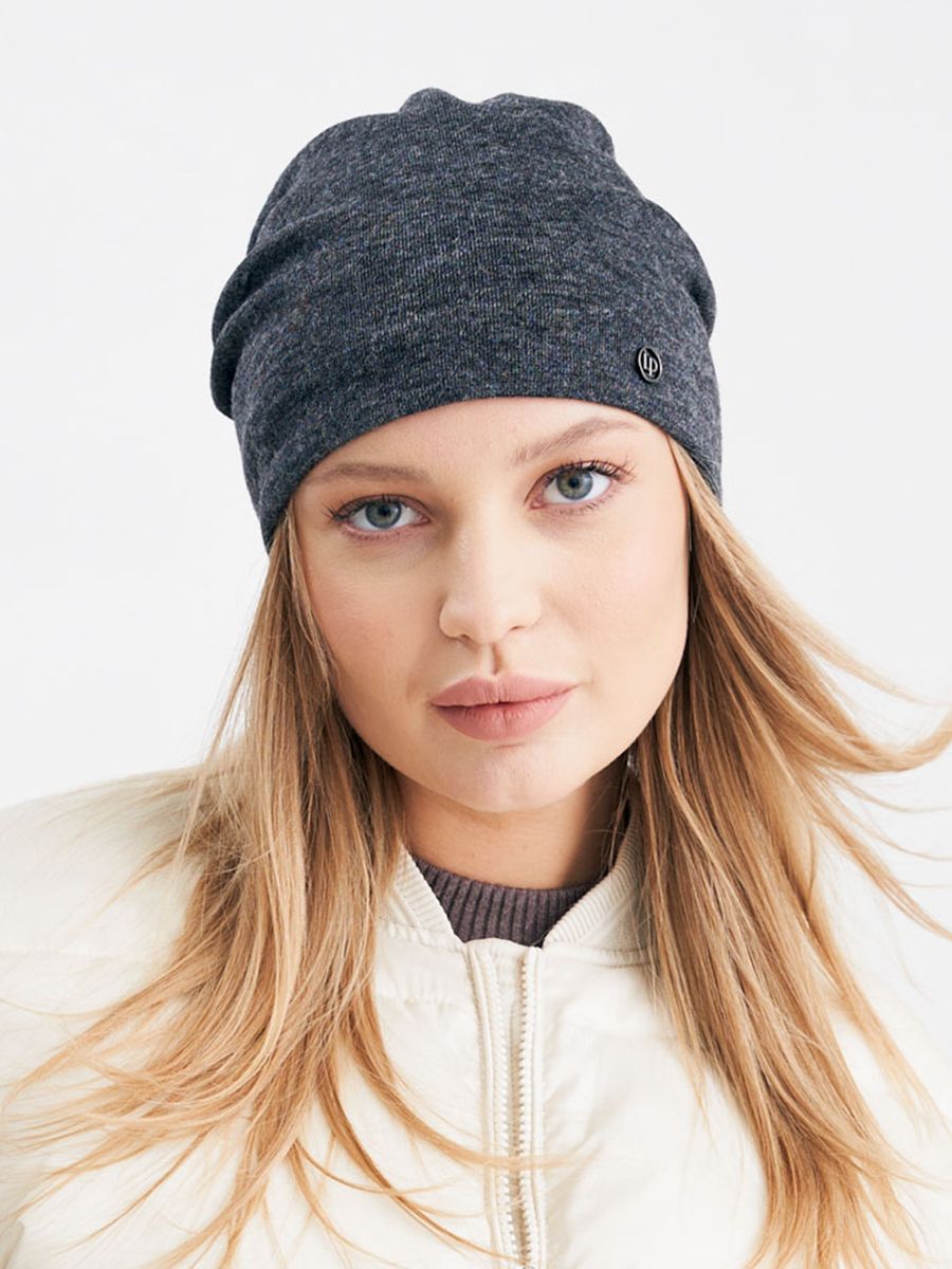 Лого медальон шапка 004 трикотаж К3 на тр.п. серый темный меланж