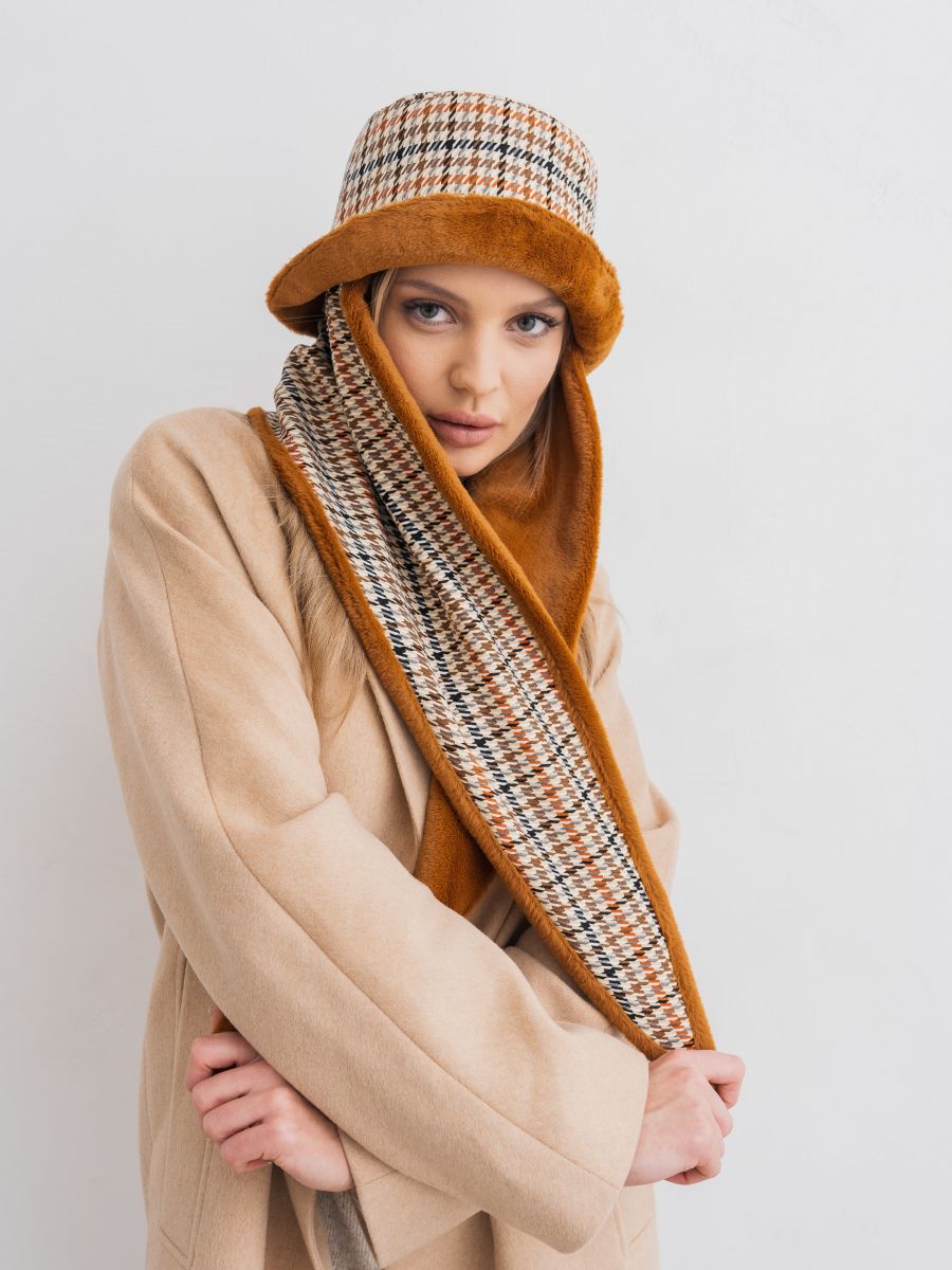 Ида панама пье-де-пуль микс оранжевый + экомех пума ореховый