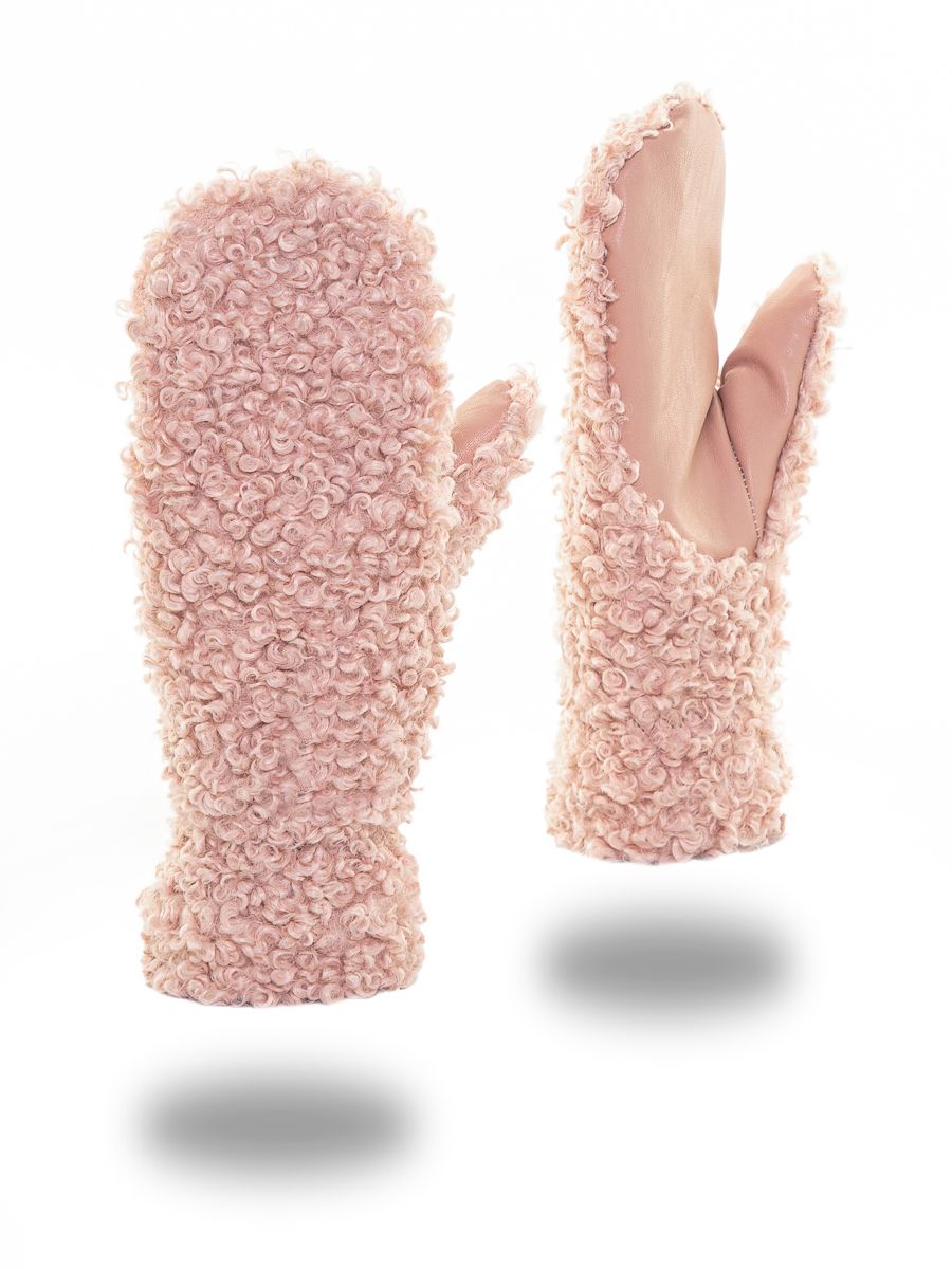 Лого LP варежки барашек королевский чайная роза + экокожа пудровый р-р L