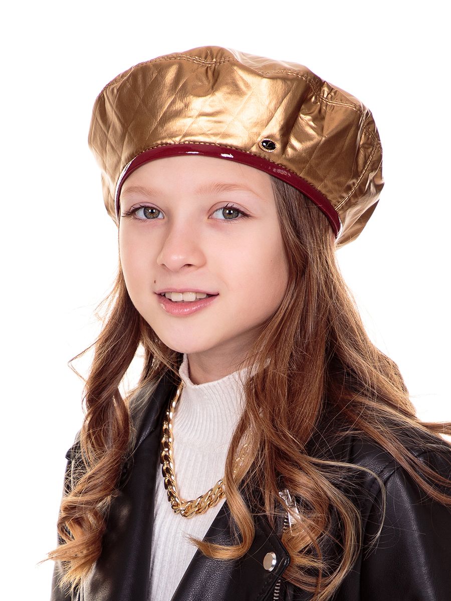 Диор лого VIP берет термостежка на фл.п. золото + эколак вишневый р-р 54-55