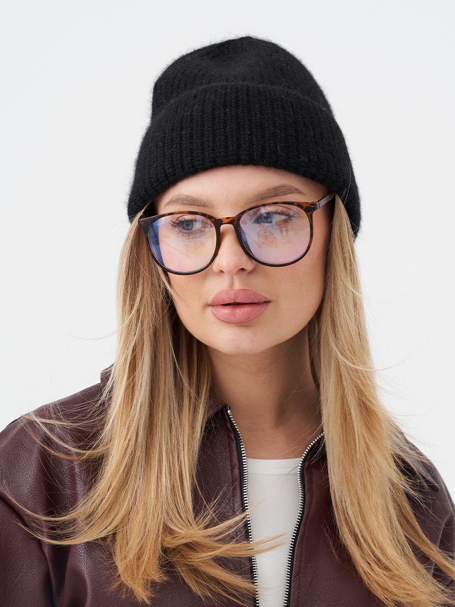 Майя шапка енот на фл.п. черный