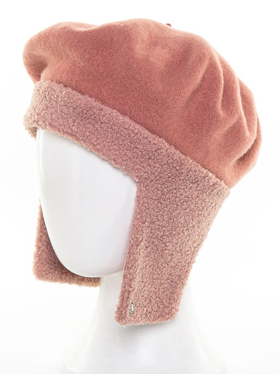 Рита берет с ушками на фл.п. лососевый 030780 + трикотаж барашек лососевый