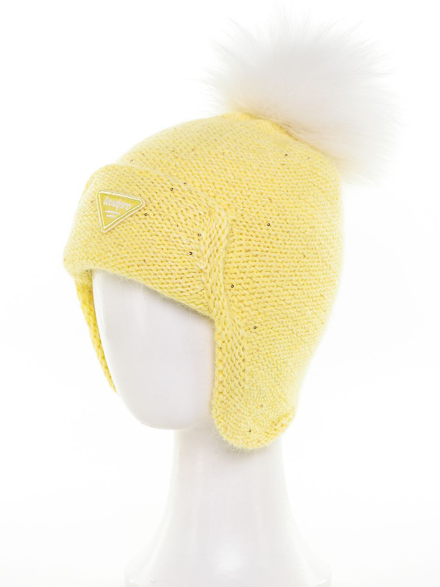 LevelPro шеврон помпон kids VIP ушанка СЛ вязка желтый р-р 53-55