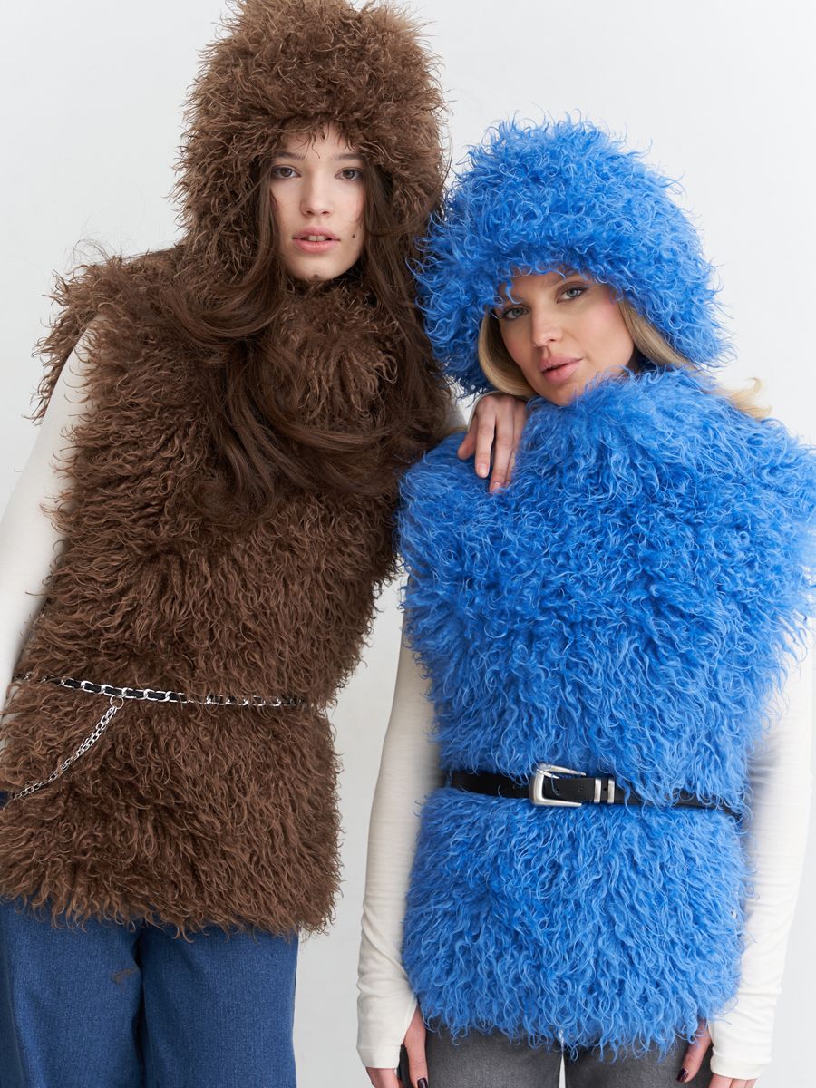 Тина манишка Экомех Козлик голубой + вискоза Ночная лазурь черно-бирюзовый