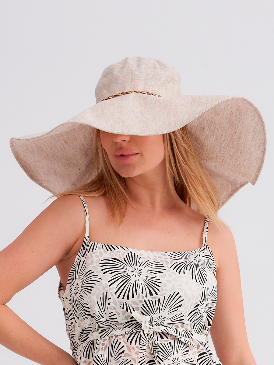 LP макси шляпа лен солома солнечная