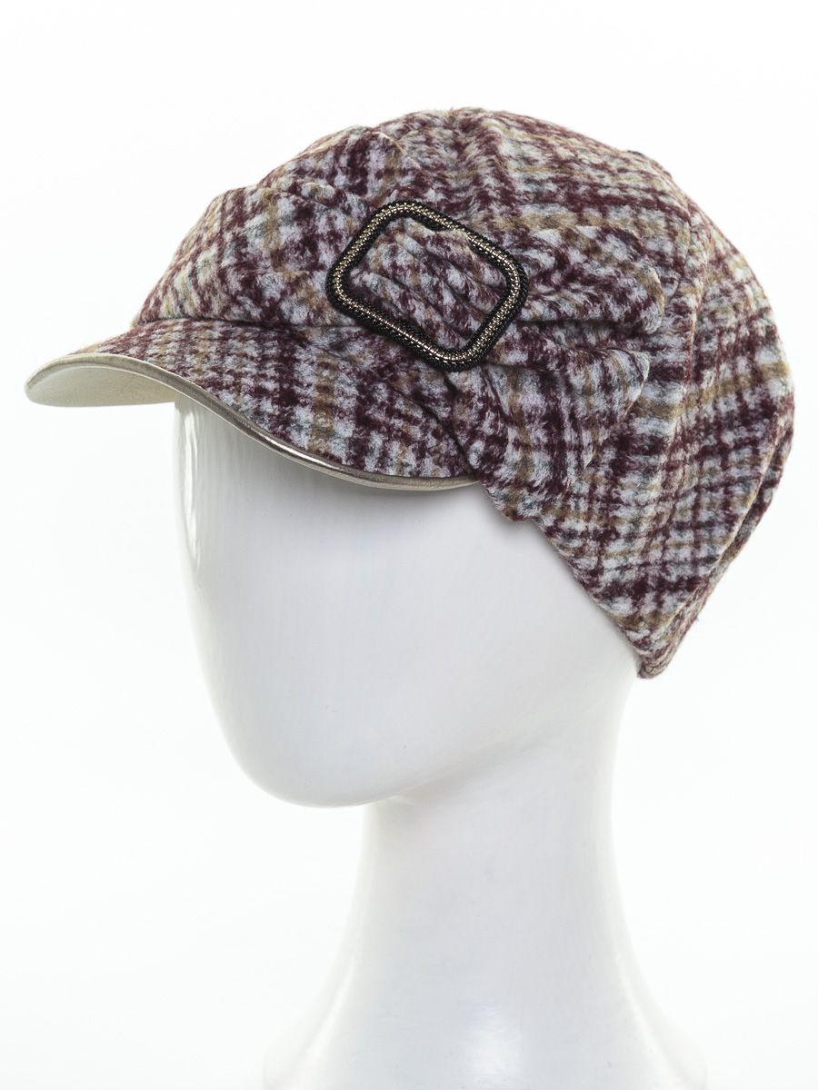 Эшли кепка трикотаж ворсовый клетка на фл.п. бордовый