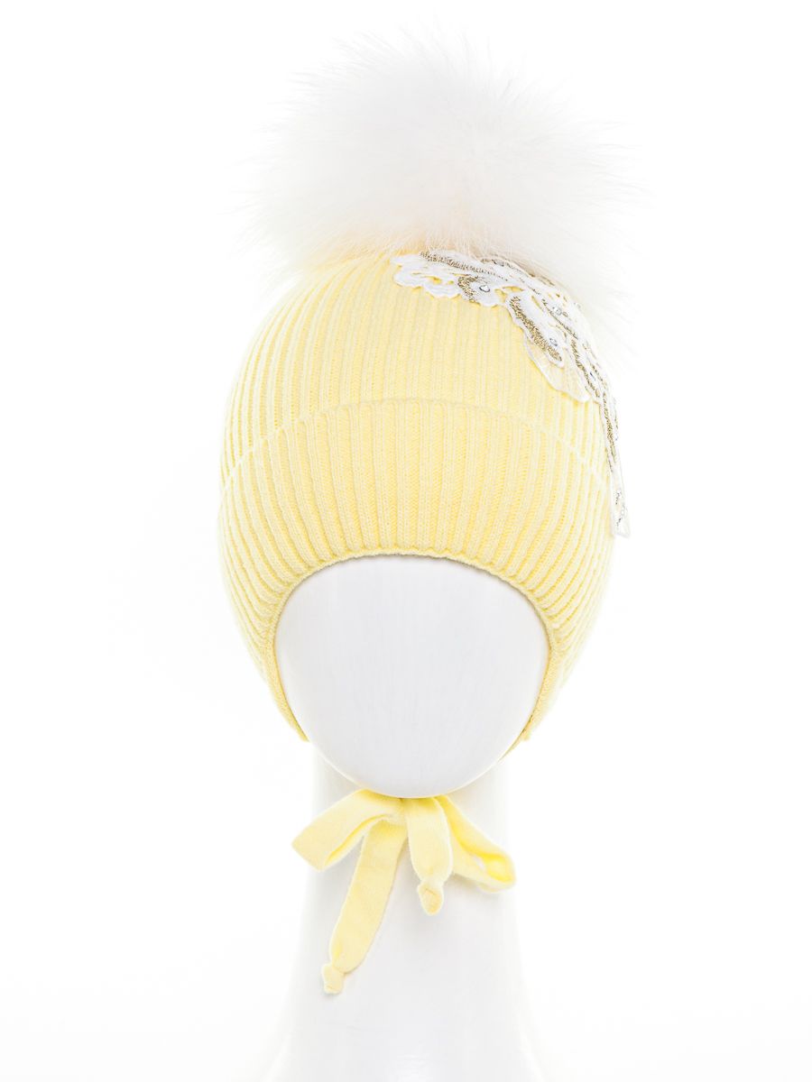Аэлита помпон kids VIP шапочка ДН вязка желтый р-р 48-50
