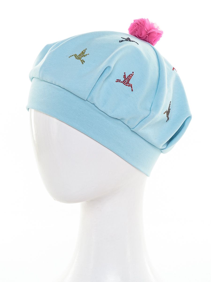 Поля колибри россыпь помпон сетка берет футер аквамарин р-р 54-55