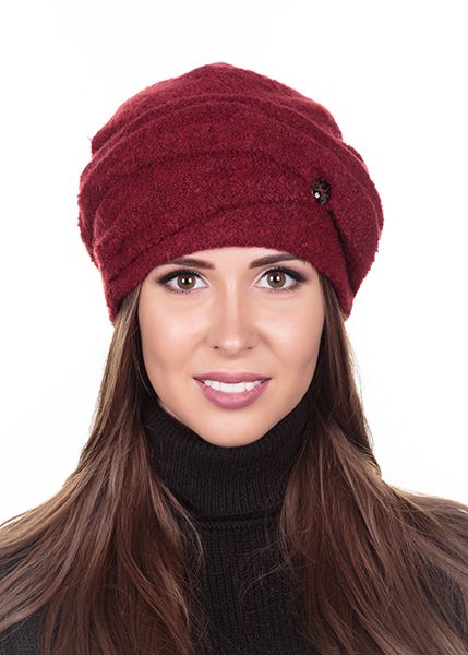 Зарина шапка 029 трикотаж буклированный на фл.п. вишневый