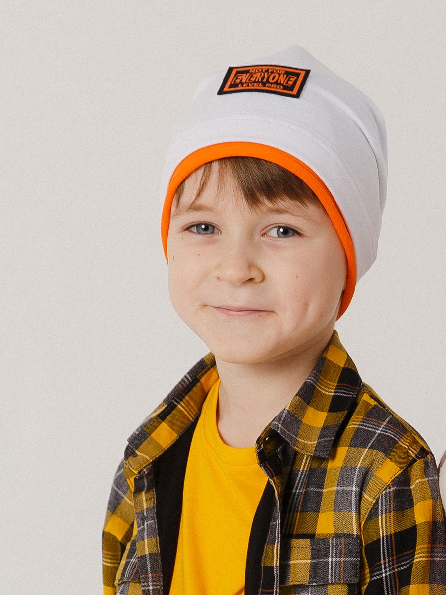 NOT FOR шапочка Д1015 футер белый + оранжевый р-р 50-51