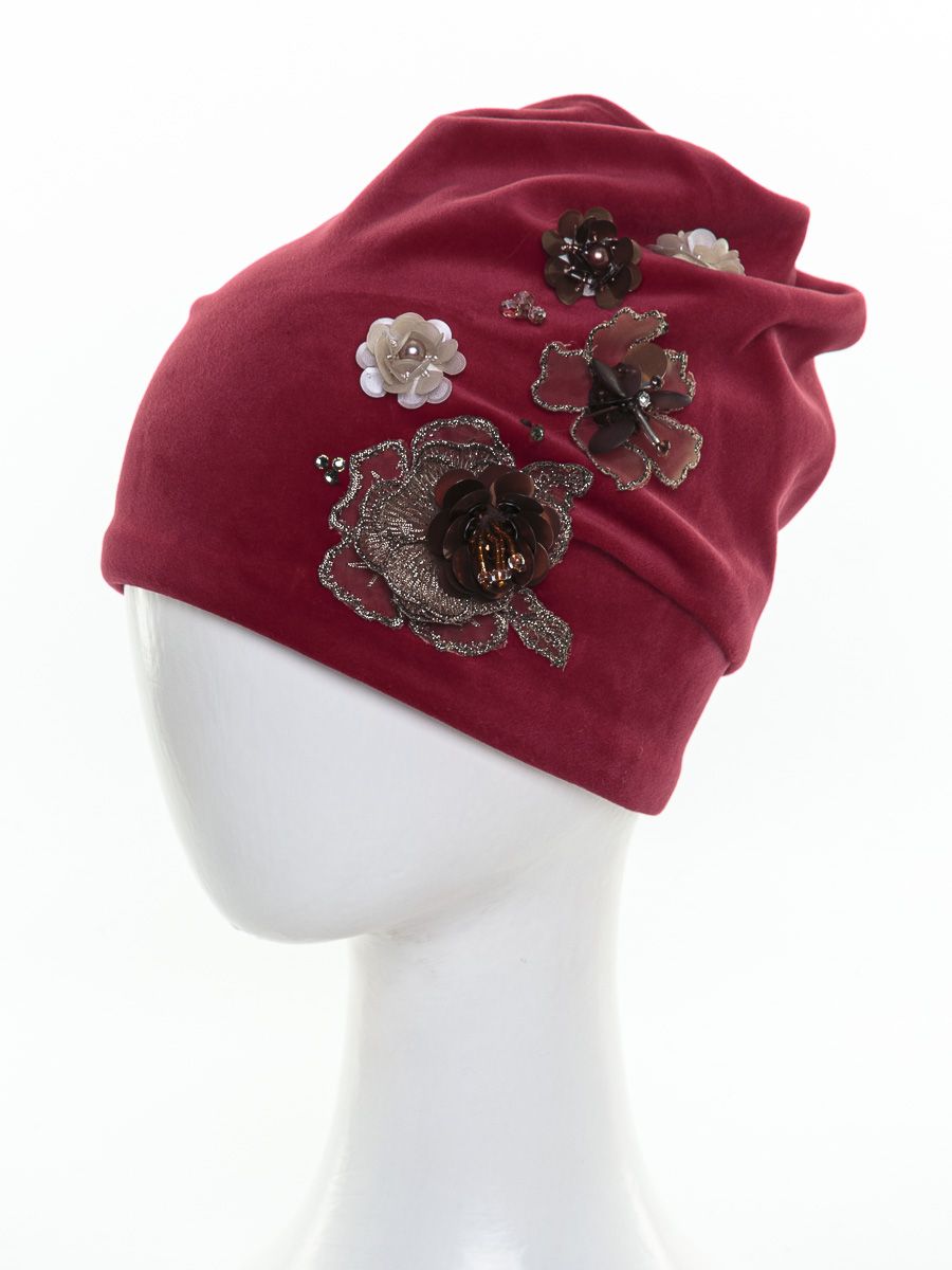 Незабудка шапочка 011 велюр на тр.п. красный р-р 54-55