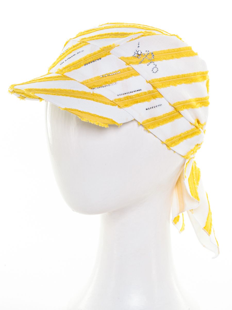 Женя стразы бандана с козырьком хлопок диагональ желтый р-р 52-53