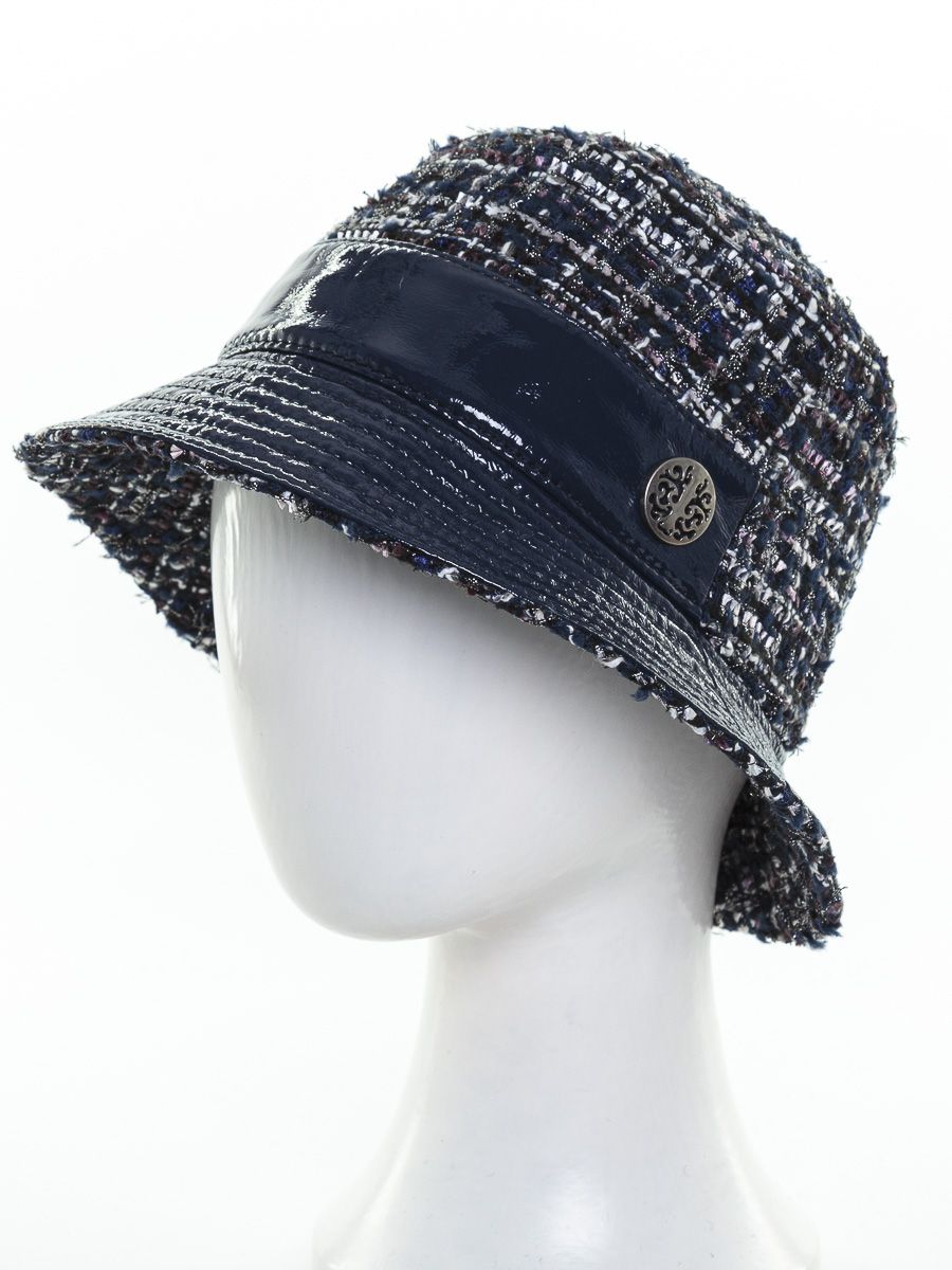 Илона шляпка ткань букле клетка на тр.п. лазурный синий + эколак синий