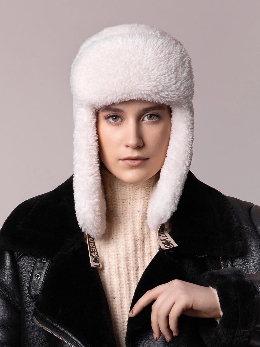 Руна ушанка экомех альпака на фл.п. белый