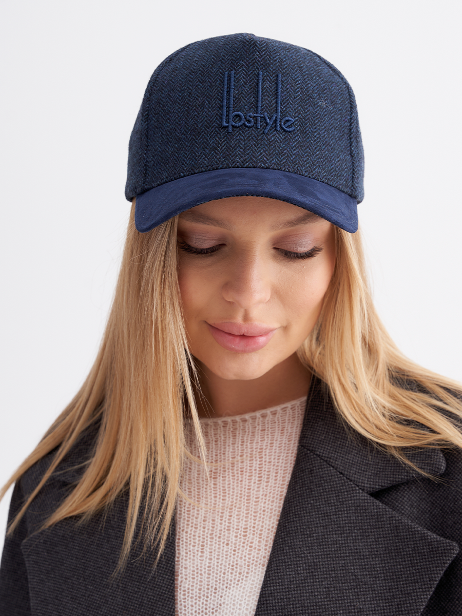 LP штрих бейсболка 005/у твид елка арабская ночь + экозамша синий темный