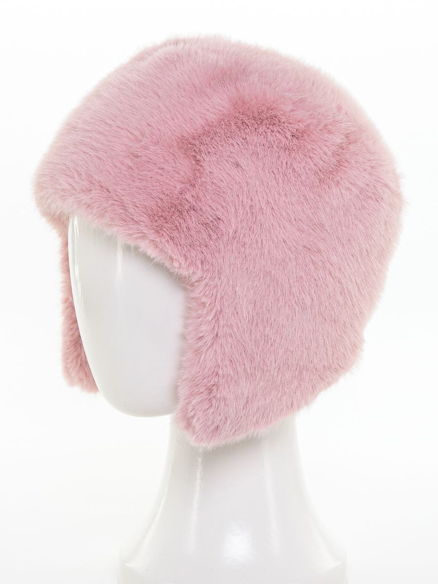 Юна ушанка экомех ласка на фл.п. розовый