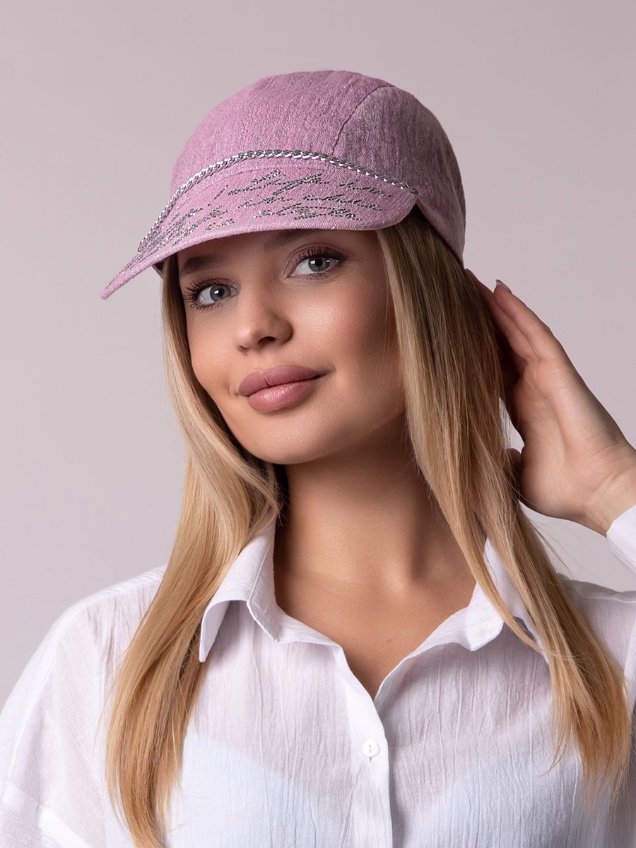 Стиль росчерк кепка лен розовый меланж