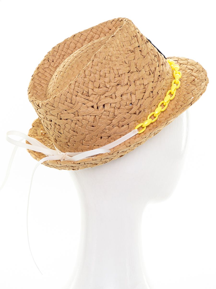 Кайли NOT FOR LP шляпа федора солома бежевый (отделка желтый) р-р 52-53