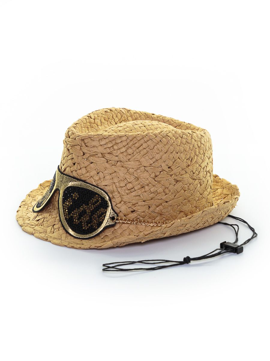 Кайли очки Bride шляпа федора солома бежевый (отделка золото) р-р 52-53