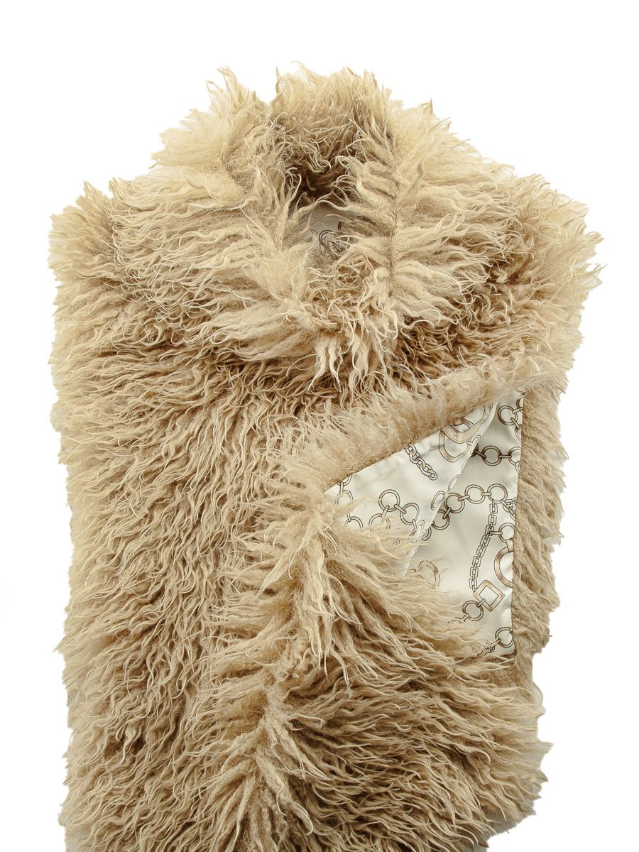 Тина манишка экомех Козлик бежевый + шелк Винтаж молочный