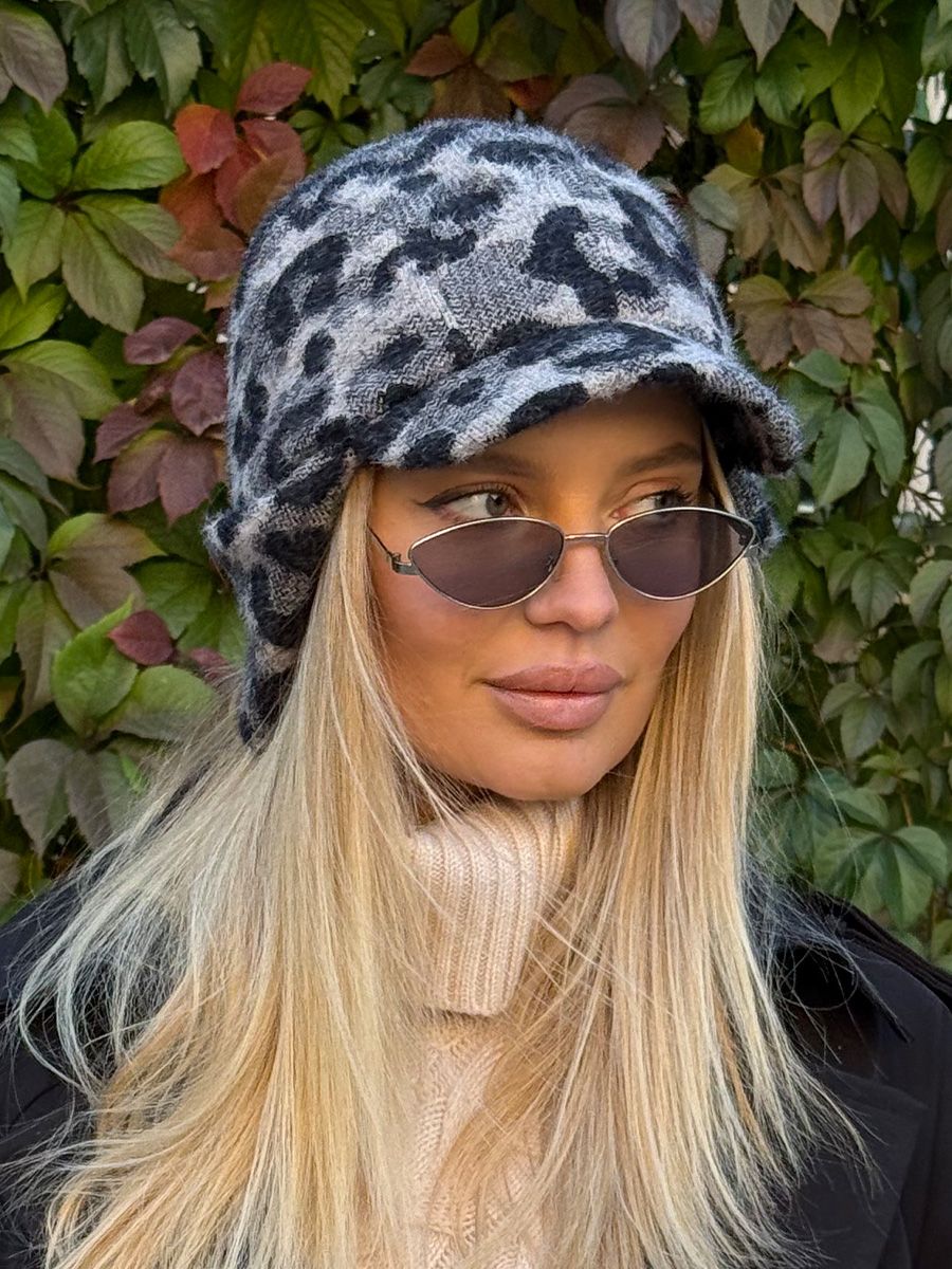 Римма ушанка трикотаж Ягуар на фл.п. серо-черный