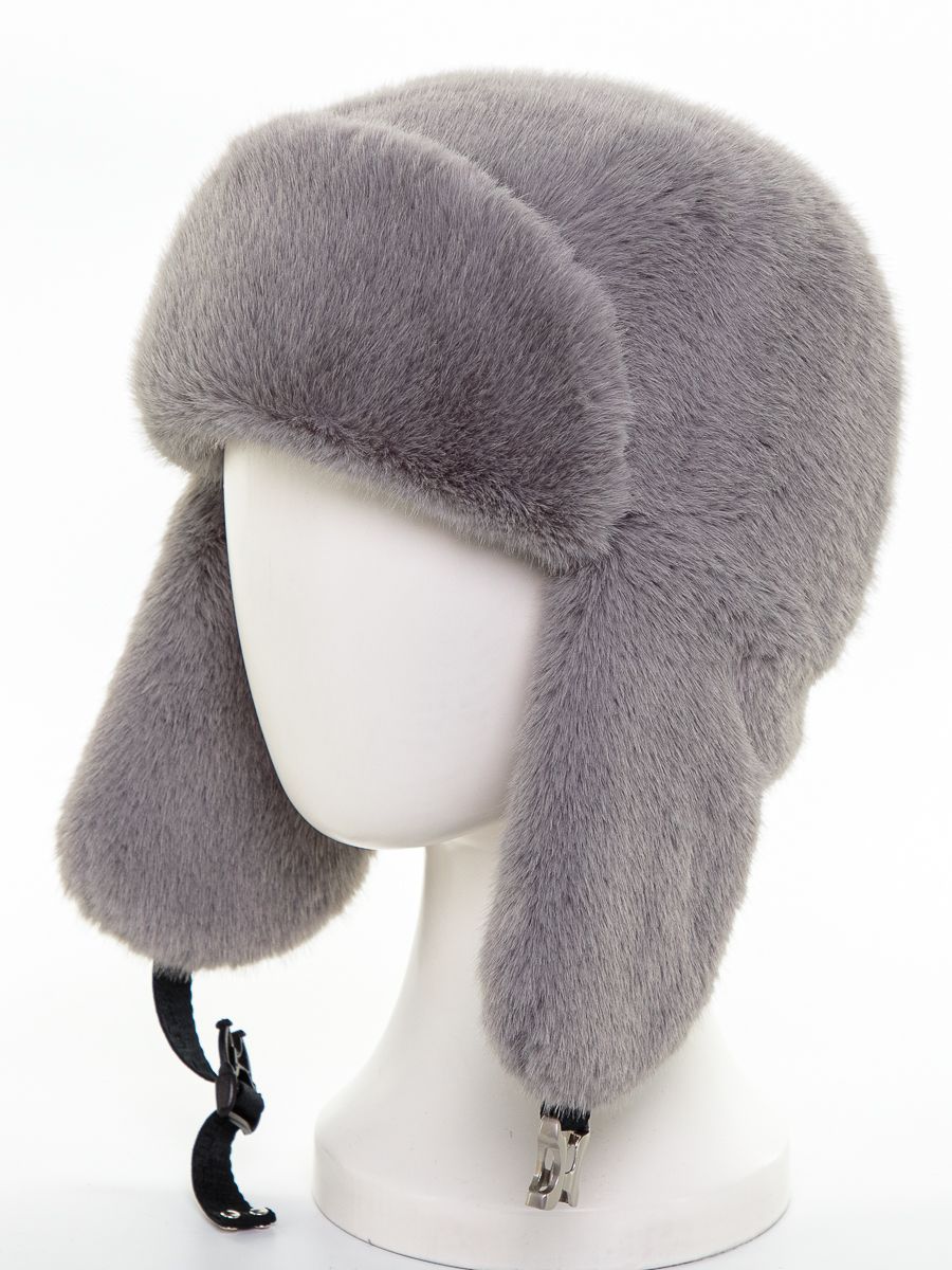 Дина ушанка экомех ласка на фл.п. серый