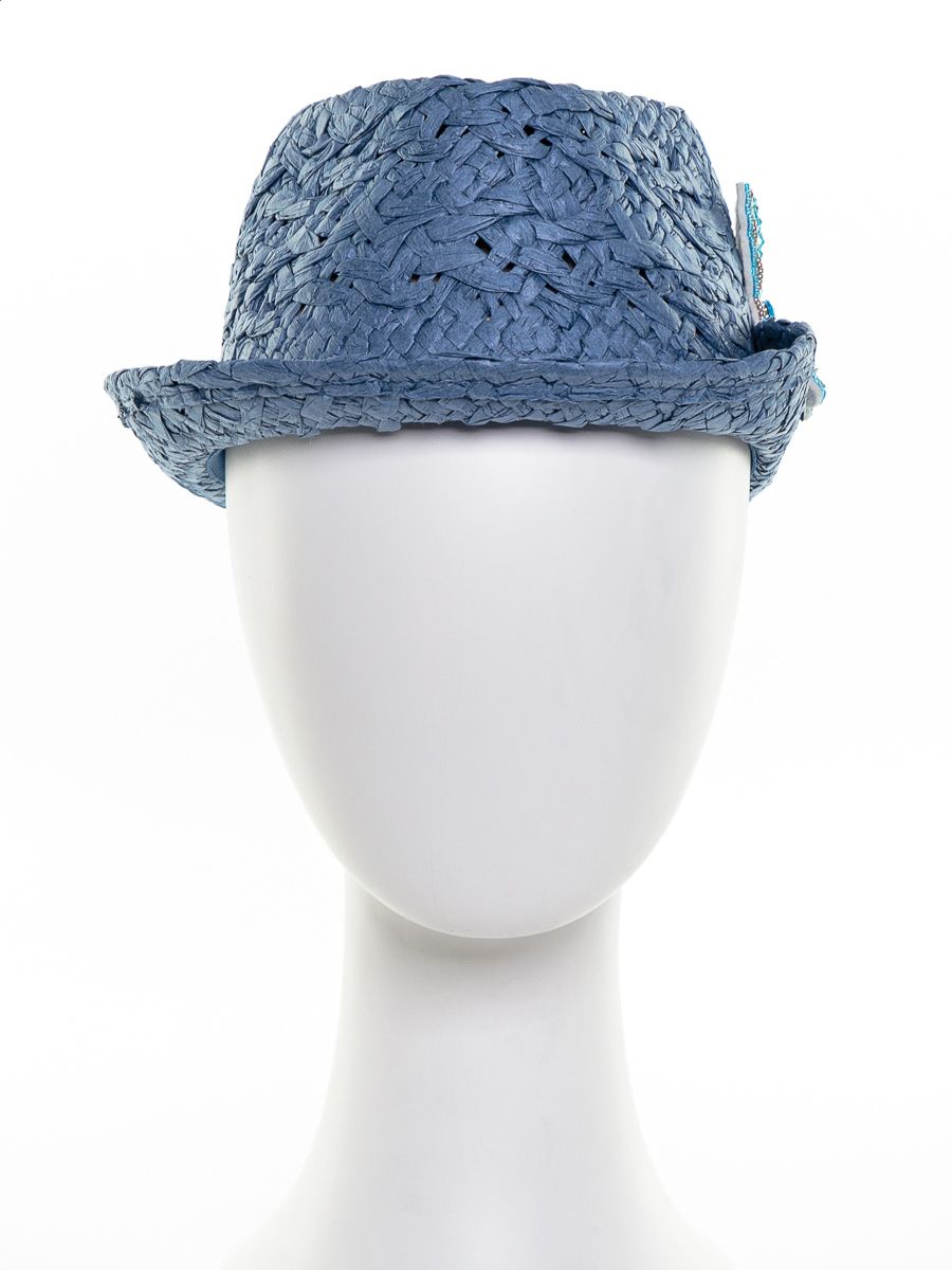 Кайли Стрекоза шляпа федора солома джинсовый (отд.аквамарин) р-р 52-53