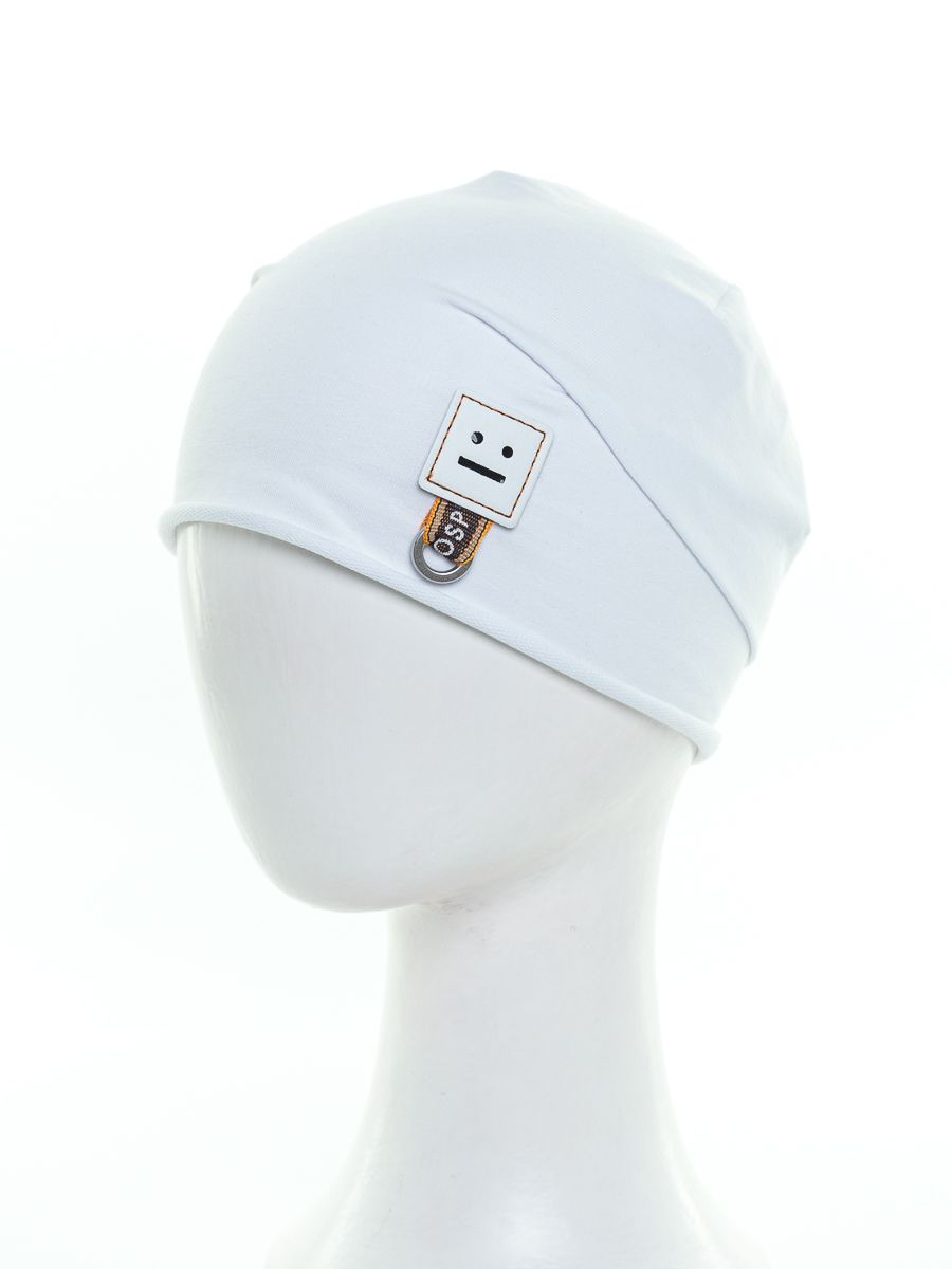 Шеврон смайлик шапочка Д1009 футер белый р-р 46-47