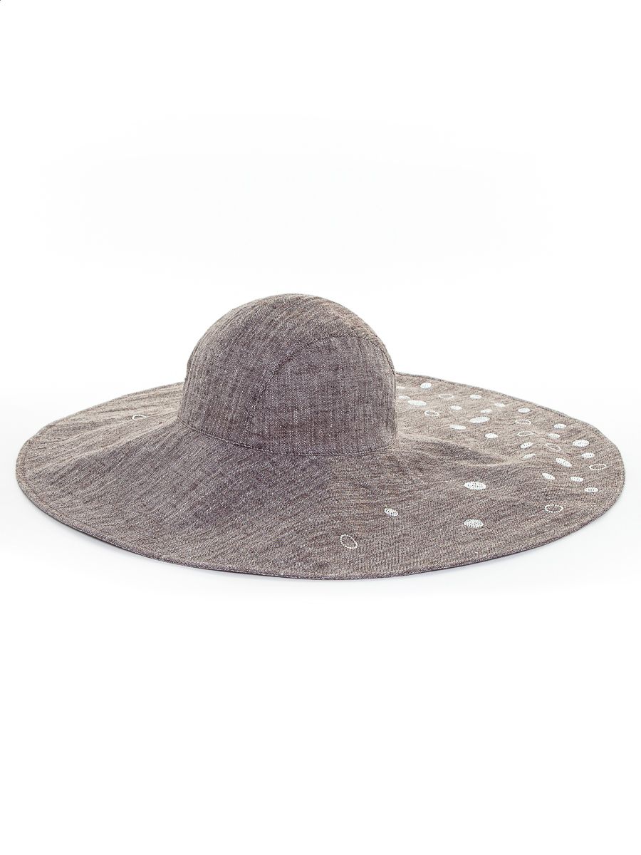 Горох макси шляпа лен коричневый меланж