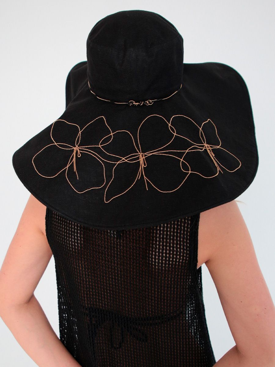 Фрезия макси шляпа лен черный (отд.золото)