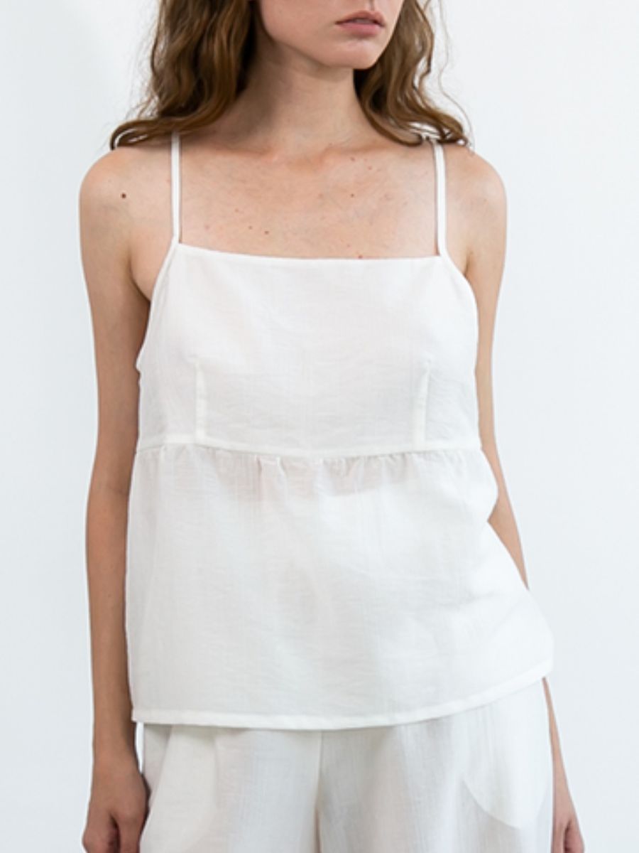 Ибица топ тенсель Жоржет белый жемчуг р-р M