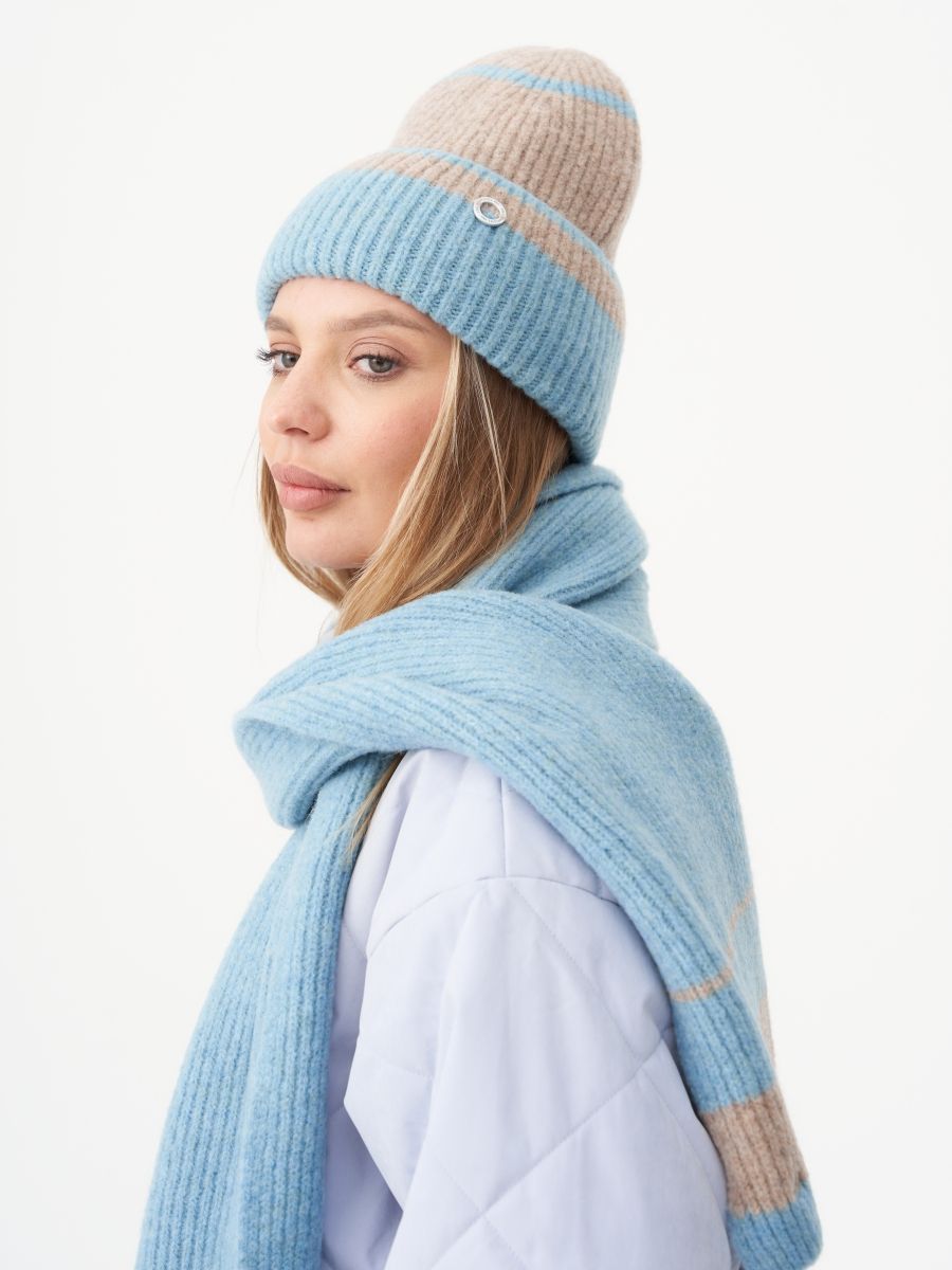 Петра комплект шапка + шарф як на фл.п. голубой + капучино