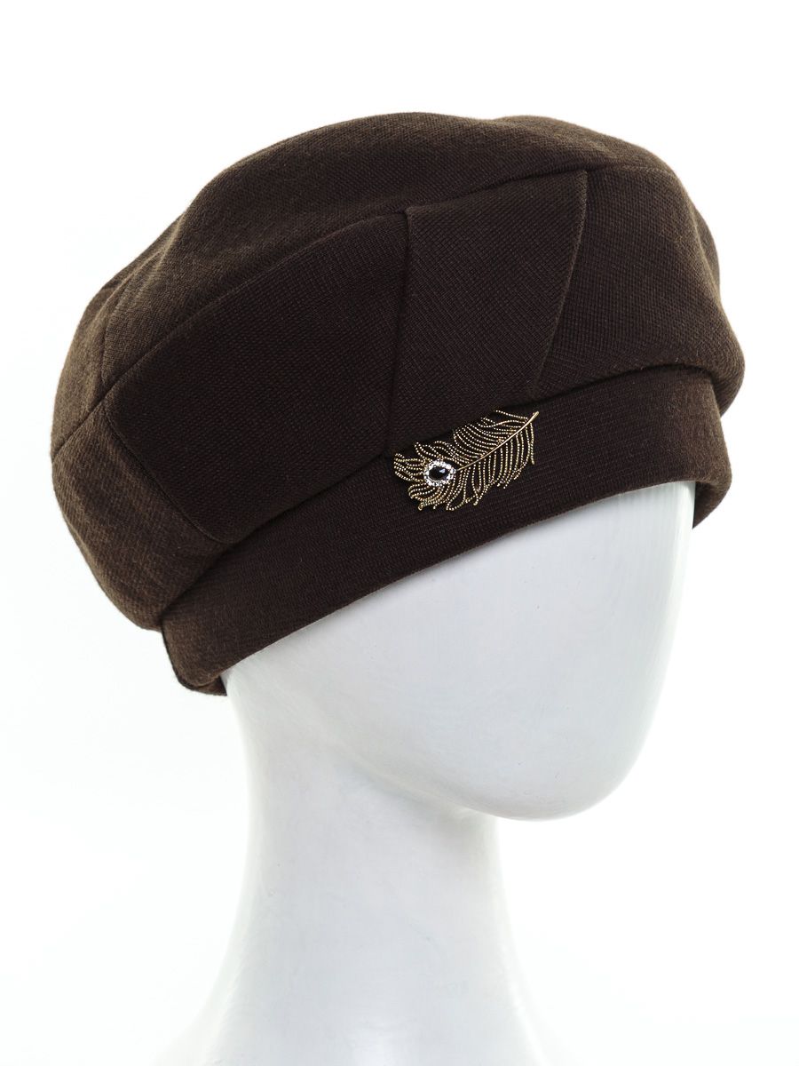 Лара брошь перо берет трикотаж Б1 на тр.п. коричневый темный