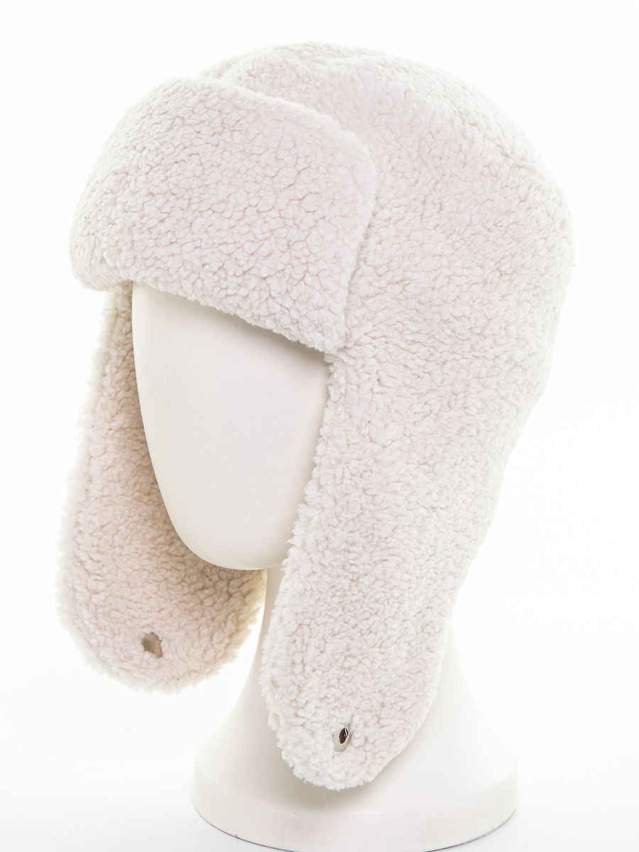 Селия 2 ушанка экомех тедди белый р-р 56-57