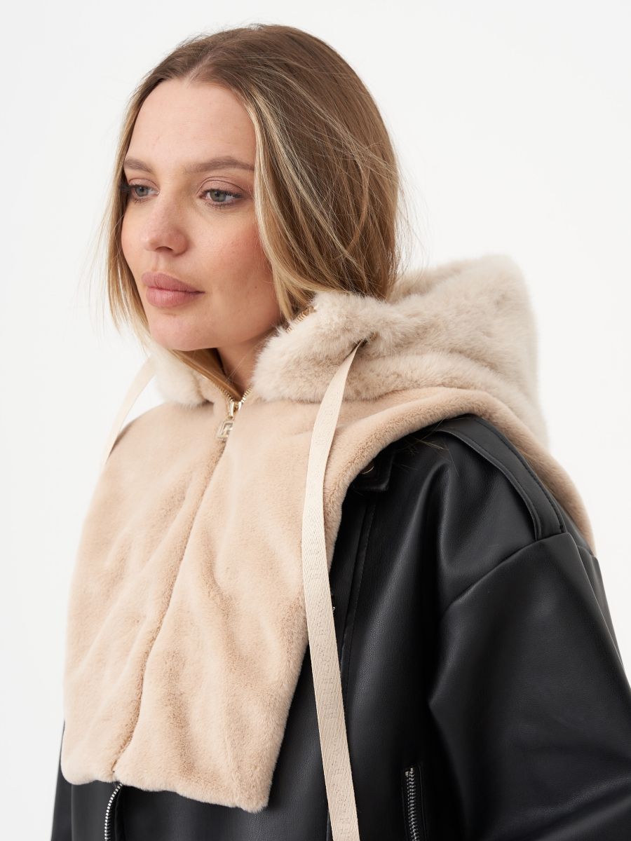 Виола капор экомех Ласка на фл.п. слоновая кость + экомех Пума кремовый