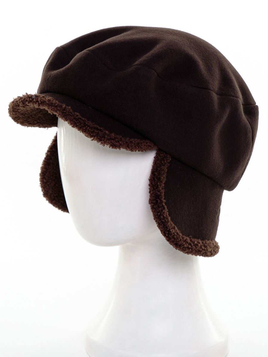 Кэрри кепка кашемир на фл.п. коричневый темный + трикотаж барашек коричневый темный