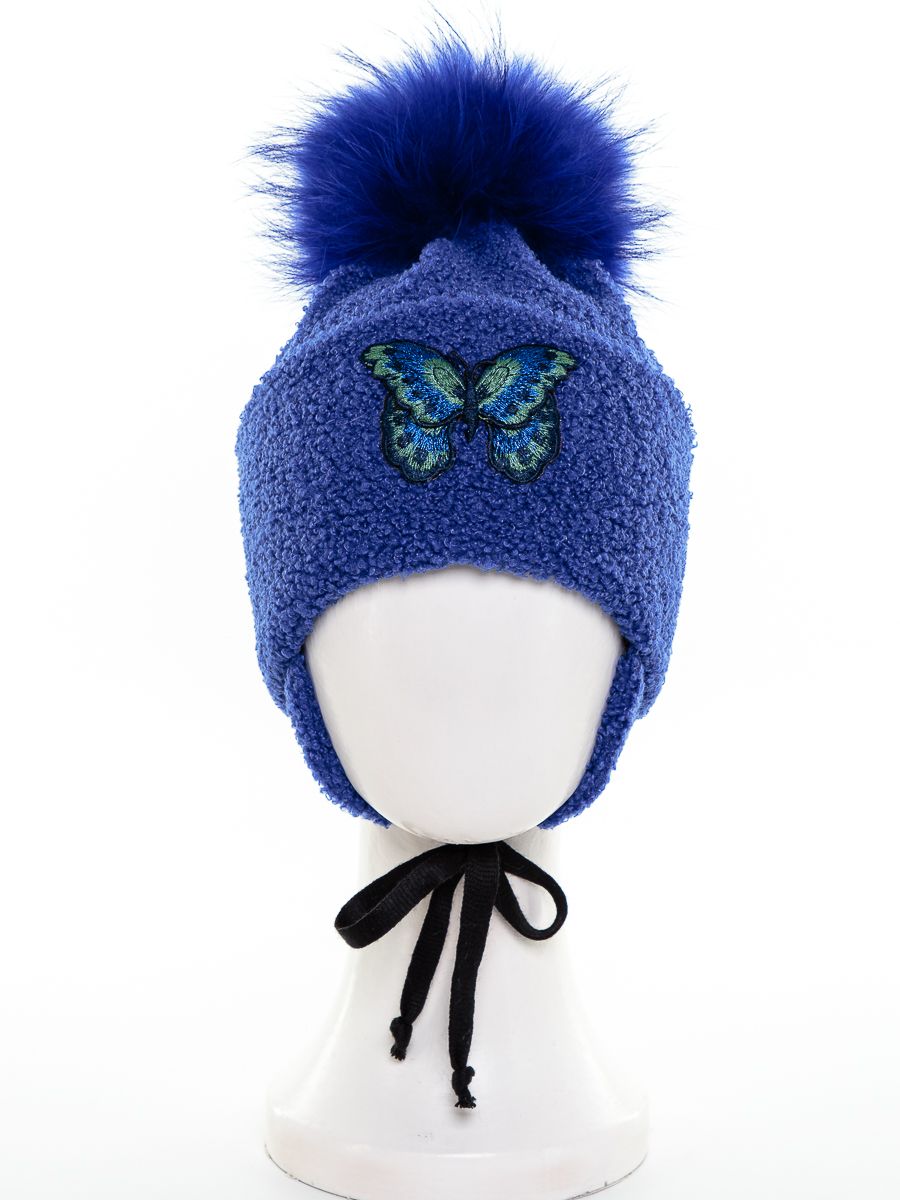 Бабочка FLY помпон шапочка 020У трикотаж барашек на фл.п. васильковый р-р 54-55