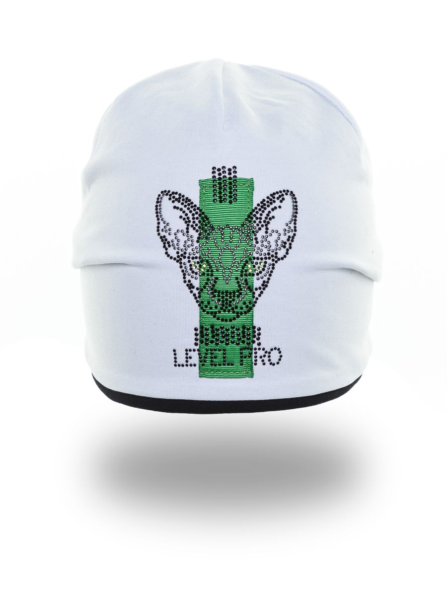 Сфинкс шапочка Д1013 футер белый + черный (отделка салатовый) р-р 54-55