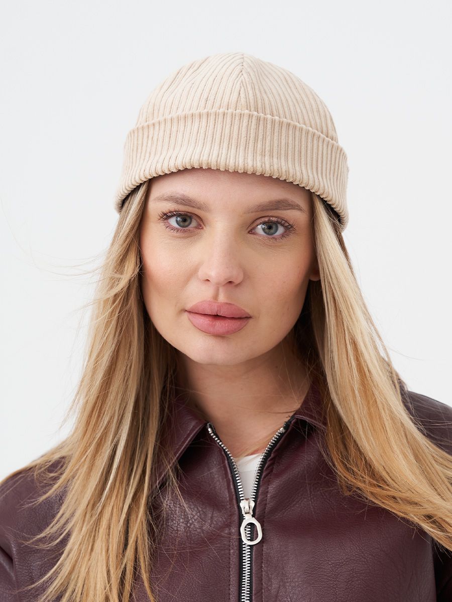 Докер шапка вельвет на тр.п. слоновая кость