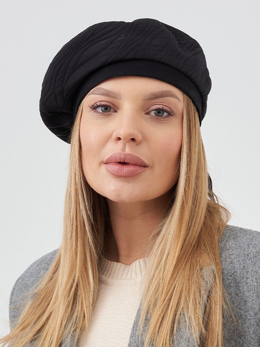 Жанна берет жаккард Соренто на тр.п. черный + хлопок черный