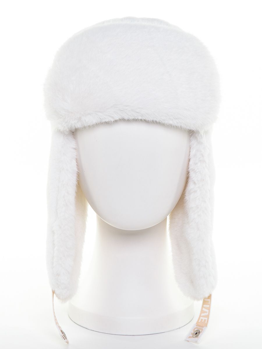 Тиффани ушанка экомех пума на фл.п. белый + экомех ласка белый жемчуг