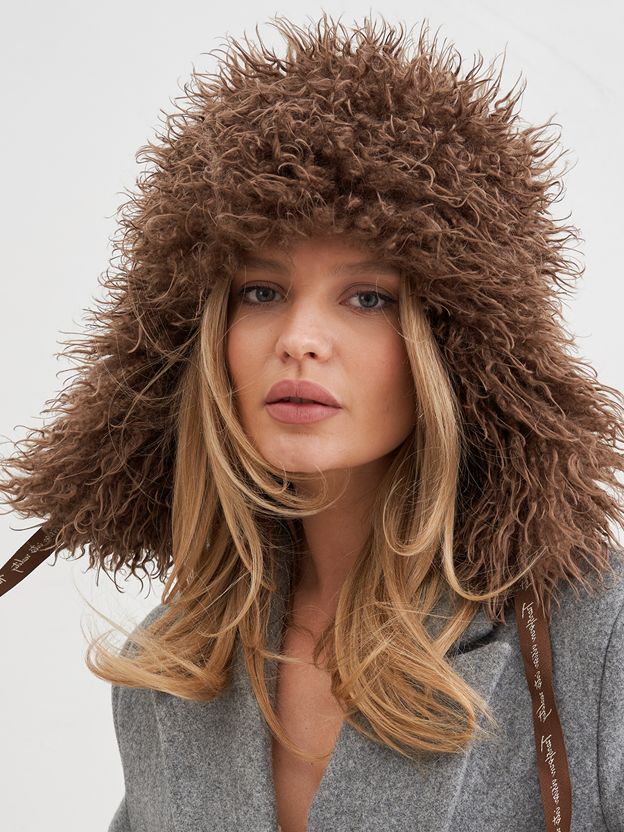 Лама ушанка экомех козлик на фл.п. кофейный